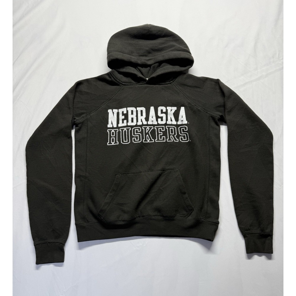 Vintage Nebraska Huskers Hoodie M League 91 Black Logo Pullover Sweatshirt